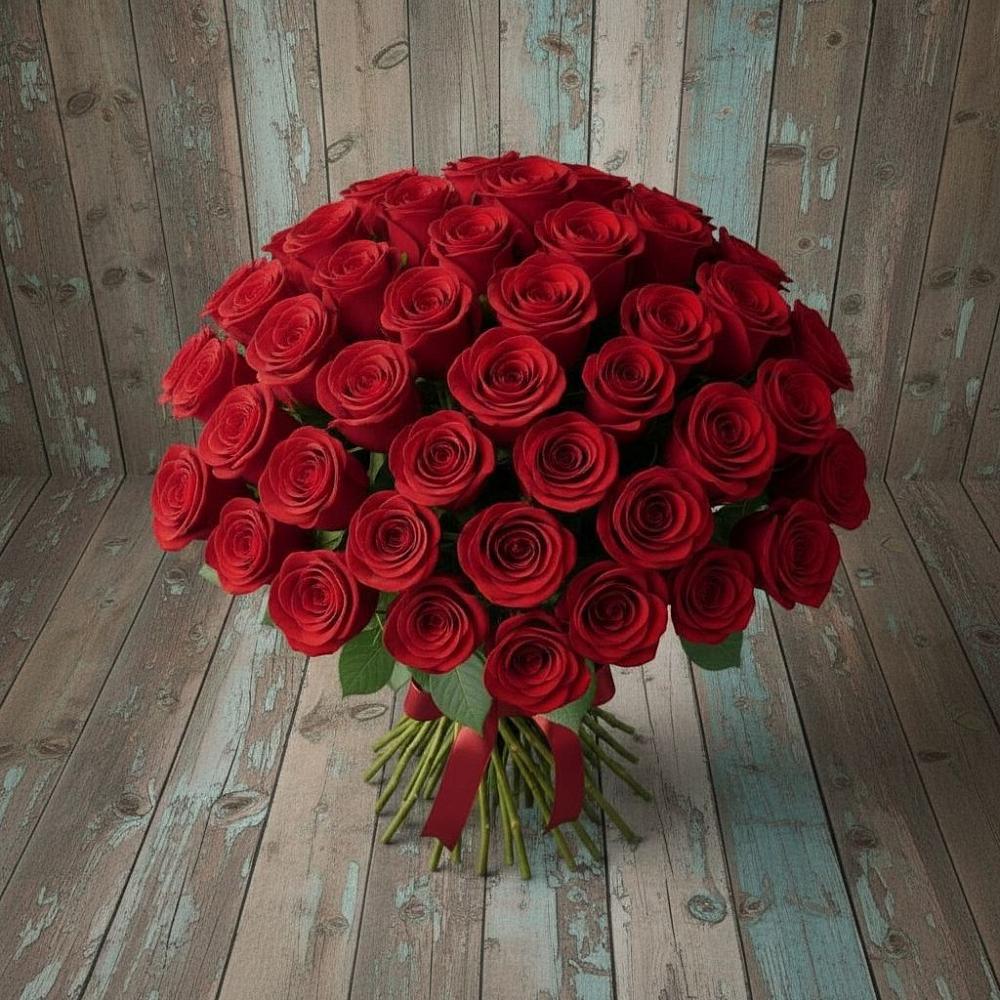 Букет 55 Красных роз Фридом в Александрийской Ставропольского края