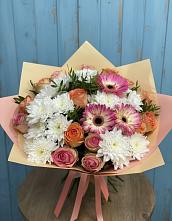 Букет цветов из:  Розы, Герберы и Хризантемы #REPLACE_PRED# Александрийской Ставропольского края