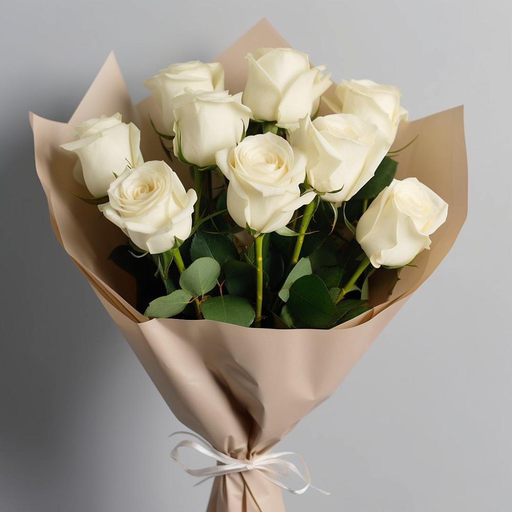 Букет 9 Белых роз Эдлесс Лав в Александрийской Ставропольского края