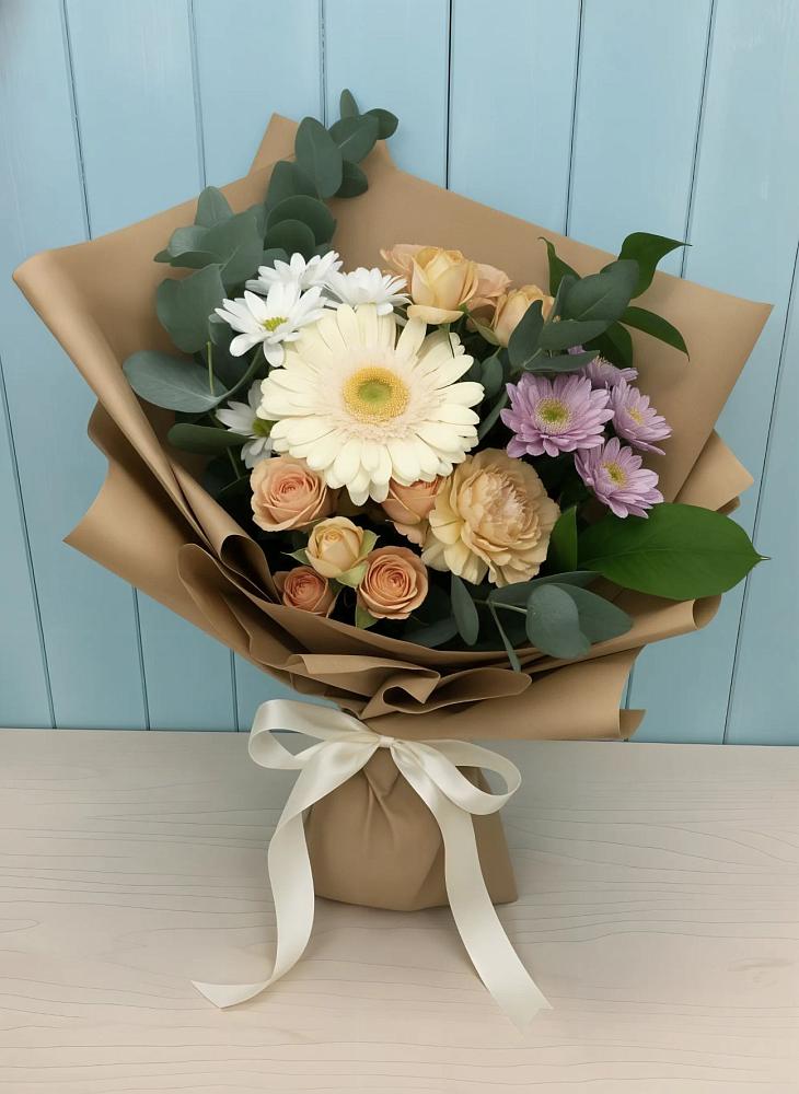 Букет цветов из: Герберы и Хризантемы в Александрийской Ставропольского края