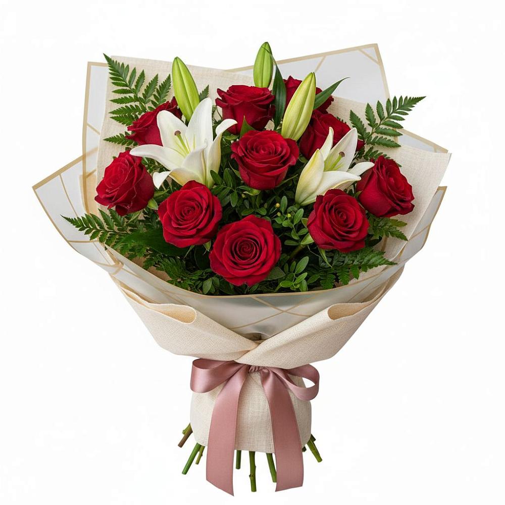 Букет цветов из: Лилии и Розы в Александрийской Ставропольского края