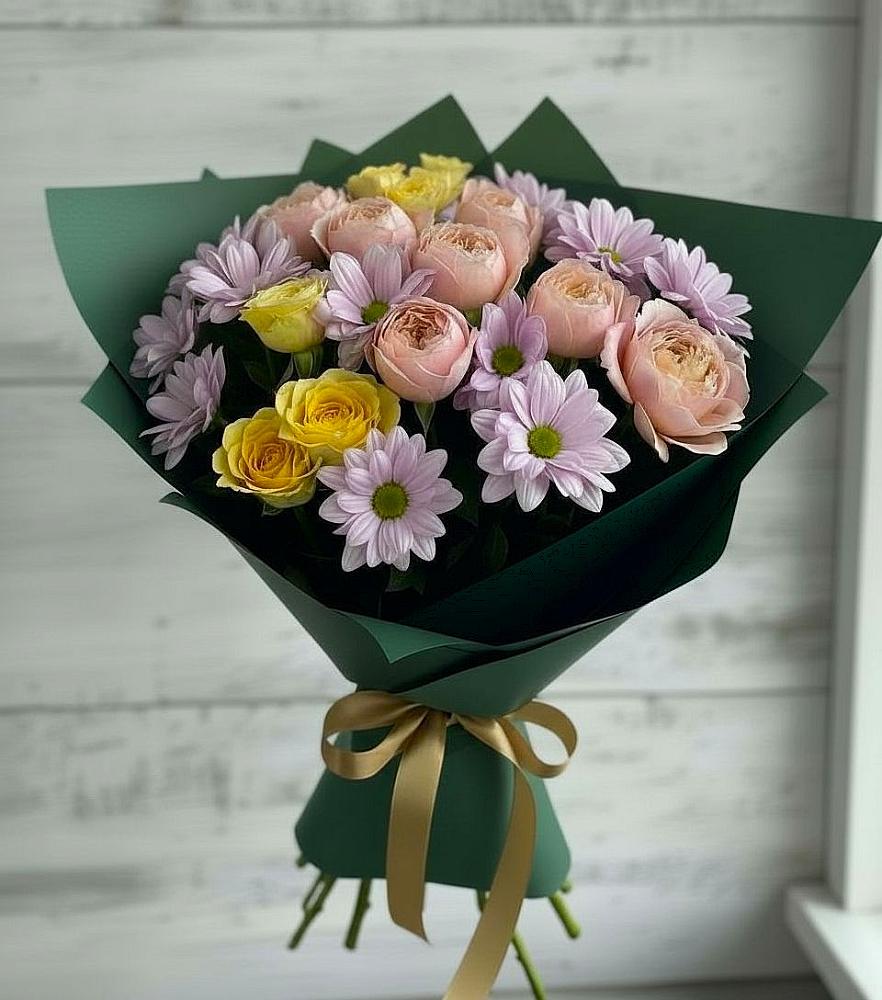 Букет цветов из: Хризантемы и Розы в Александрийской Ставропольского края