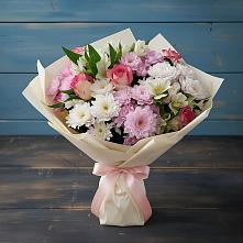 Букет цветов из:  Хризантемы, Альстромерии и Розы #REPLACE_PRED# Александрийской Ставропольского края