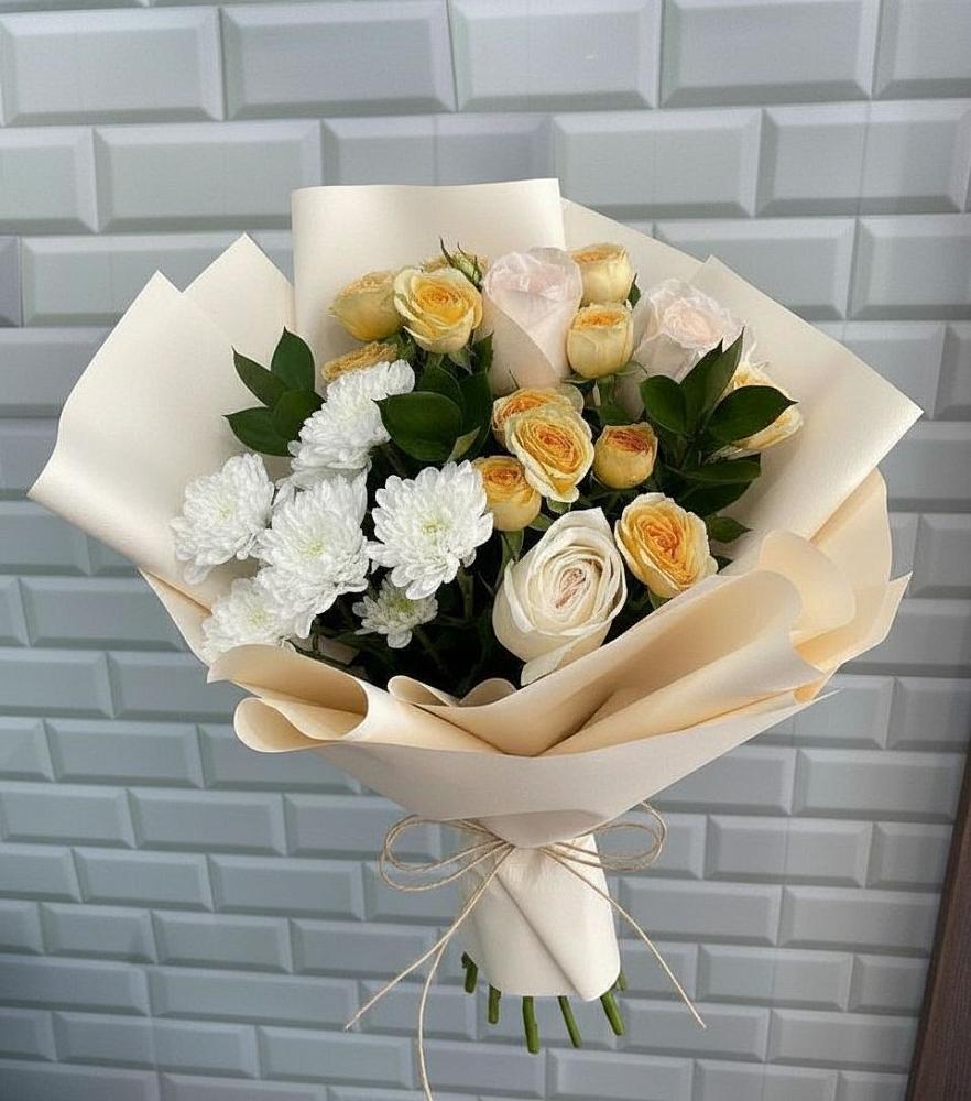 Букет цветов из: Розы и Хризантемы в Александрийской Ставропольского края