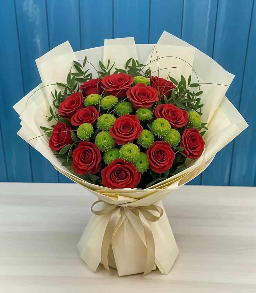 Букет цветов из: Розы и Хризантемы в Александрийской Ставропольского края