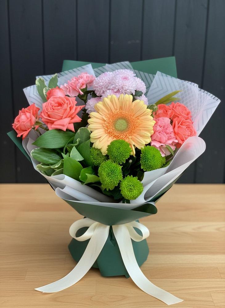 Букет цветов из: Гвоздики, Розы, Герберы и Хризантемы в Александрийской Ставропольского края