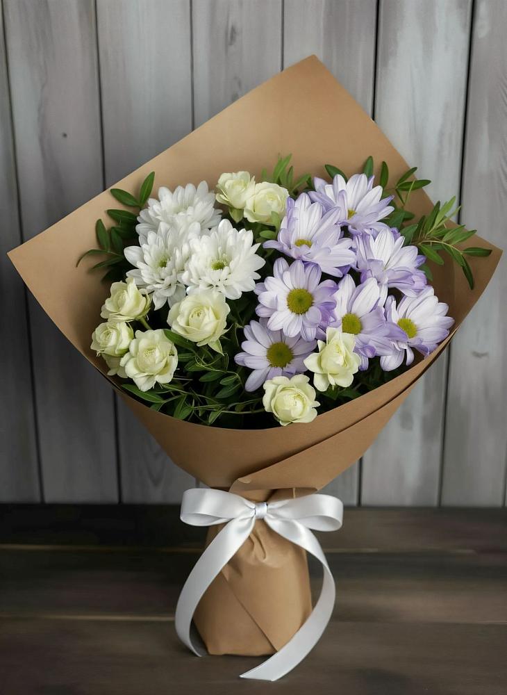 Букет цветов из: Хризантемы и Розы в Александрийской Ставропольского края